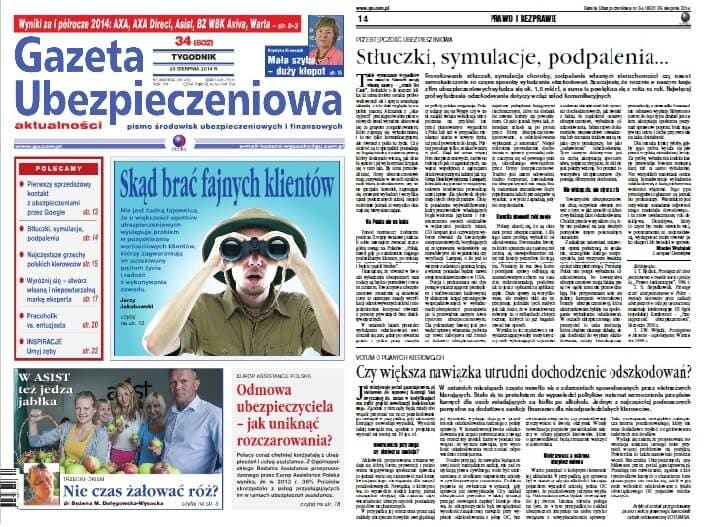 Gazeta Ubezpieczeniowa nr 34 (802) 26 sierpnia 2014